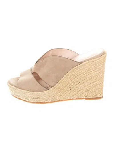 Pre-owned Kate Spade Suede Braided Accents Espadrilles In Neutral