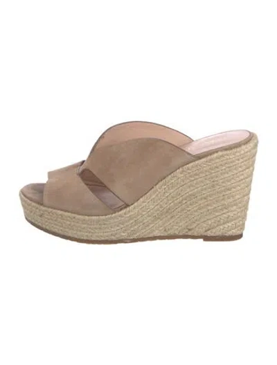 Pre-owned Kate Spade Suede Braided Accents Espadrilles In Neutral