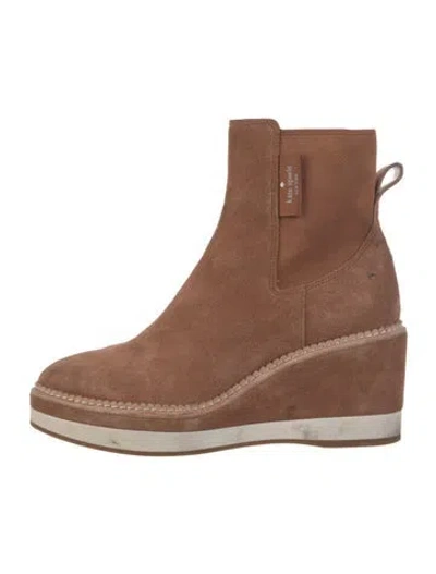 Pre-owned Kate Spade Suede Chelsea Boots In Brown/neutrals