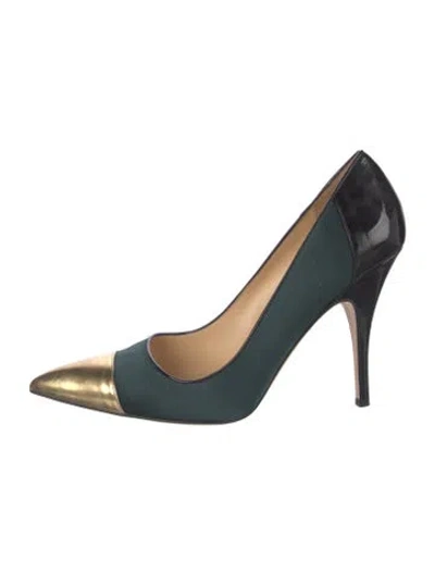 Pre-owned Kate Spade Suede Colorblock Pattern Pumps In Green