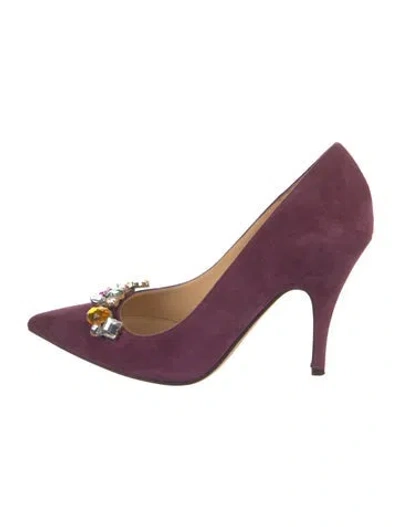 Pre-owned Kate Spade Suede Colorblock Pattern Pumps In Purple