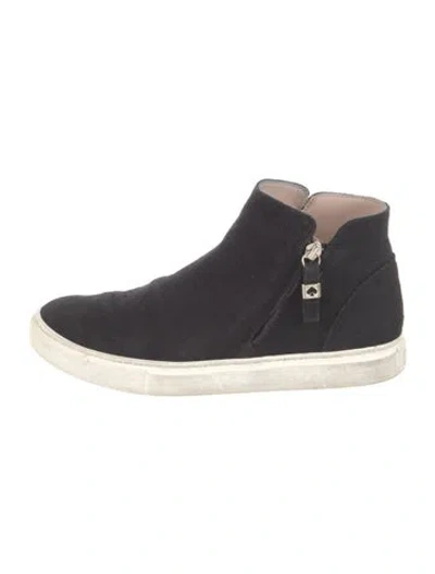 Pre-owned Kate Spade Suede Colorblock Pattern Sneakers In Black