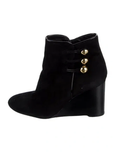 Pre-owned Kate Spade Suede Combat Boots In Black