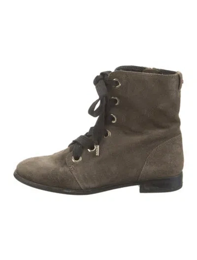 Pre-owned Kate Spade Suede Combat Boots In Green