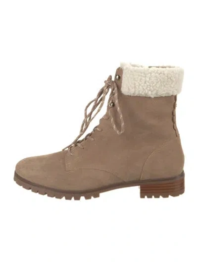 Pre-owned Kate Spade Suede Combat Boots In Neutral
