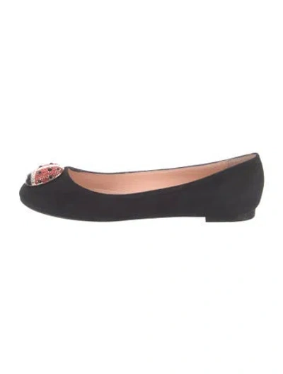 Pre-owned Kate Spade Suede Crystal Embellishments Ballet Flats In Blue