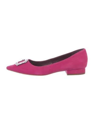 Pre-owned Kate Spade Suede Crystal Embellishments Ballet Flats In Pink