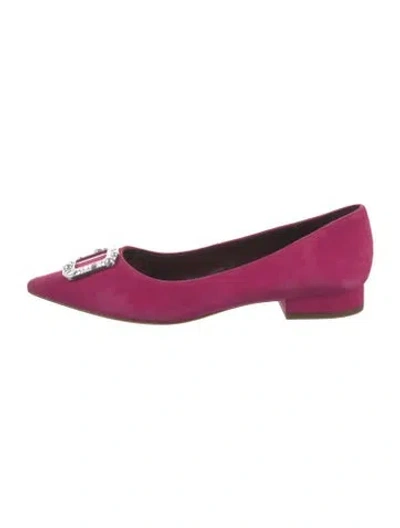 Pre-owned Kate Spade Suede Crystal Embellishments Ballet Flats In Pink