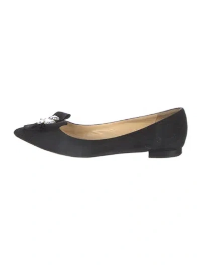 Pre-owned Kate Spade Suede Crystal Embellishments Flats In Blue