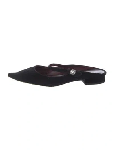 Pre-owned Kate Spade Suede Crystal Embellishments Mules In Black
