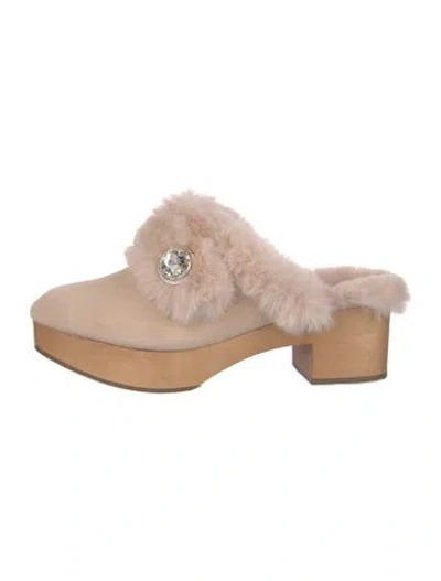 Pre-owned Kate Spade Suede Crystal Embellishments Mules In Pink
