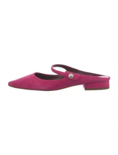 Pre-owned Kate Spade Suede Crystal Embellishments Mules In Pink