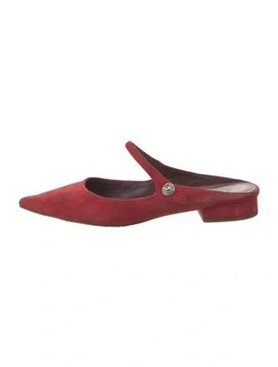 Pre-owned Kate Spade Suede Crystal Embellishments Mules In Red