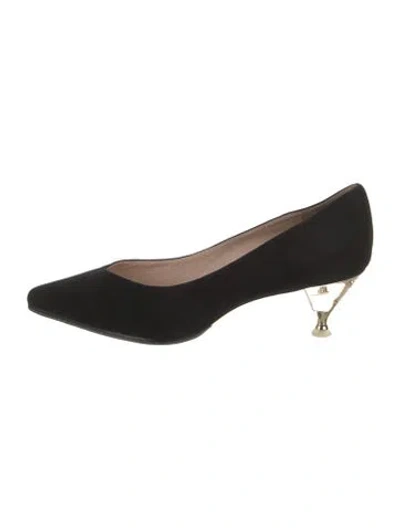 Pre-owned Kate Spade Suede Crystal Embellishments Pumps In Black