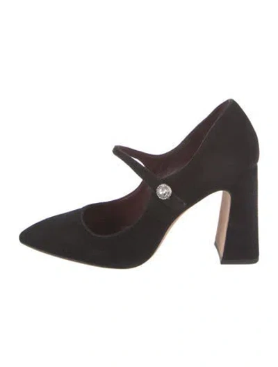Pre-owned Kate Spade Suede Crystal Embellishments Pumps In Black