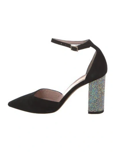 Pre-owned Kate Spade Suede Crystal Embellishments Pumps In Black