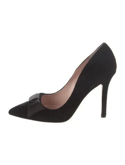 Pre-owned Kate Spade Suede Crystal Embellishments Pumps In Black