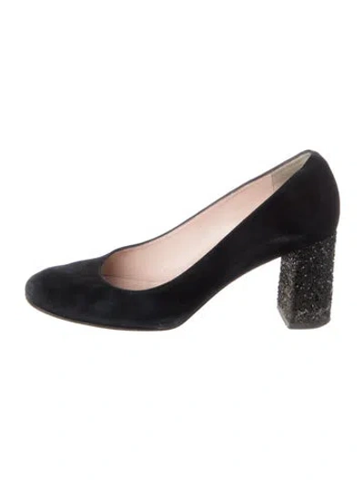 Pre-owned Kate Spade Suede Glitter Accents Pumps In Black