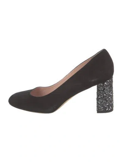 Pre-owned Kate Spade Suede Glitter Accents Pumps In Black