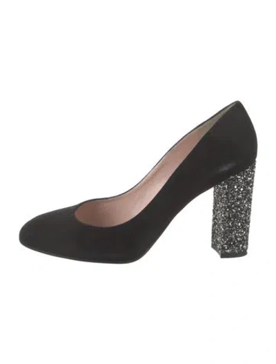 Pre-owned Kate Spade Suede Glitter Accents Pumps In Black