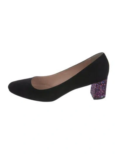 Pre-owned Kate Spade Suede Glitter Accents Pumps In Black