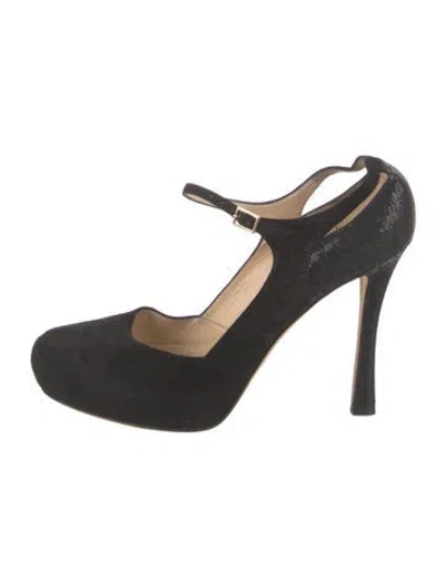 Pre-owned Kate Spade Suede Glitter Accents Slingback Pumps In Black