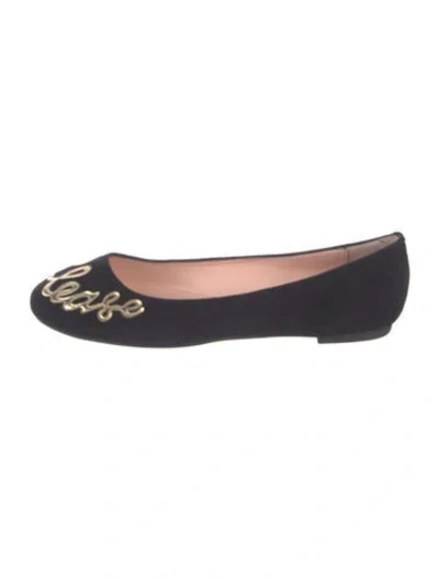 Pre-owned Kate Spade Suede Graphic Print Ballet Flats In Blue