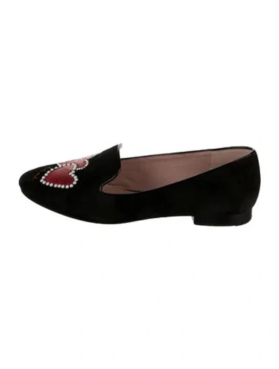 Pre-owned Kate Spade Suede Graphic Print Loafers In Black