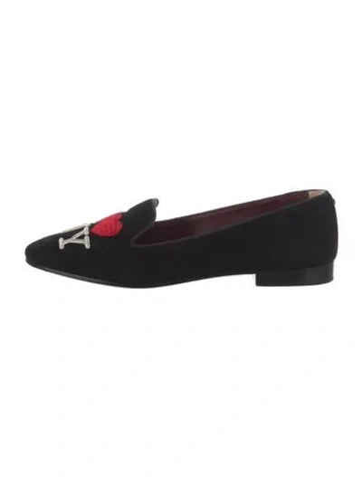 Pre-owned Kate Spade Suede Graphic Print Loafers In Black