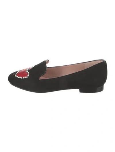 Pre-owned Kate Spade Suede Graphic Print Loafers In Black
