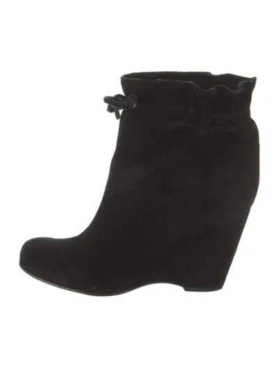 Pre-owned Kate Spade Suede Lace-up Boots In Black