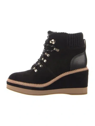 Pre-owned Kate Spade Suede Lace-up Boots In Blue