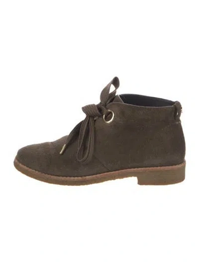 Pre-owned Kate Spade Suede Lace-up Boots In Green