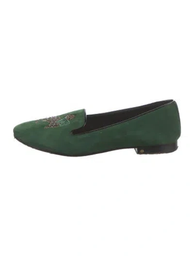 Pre-owned Kate Spade Suede Loafers In Green