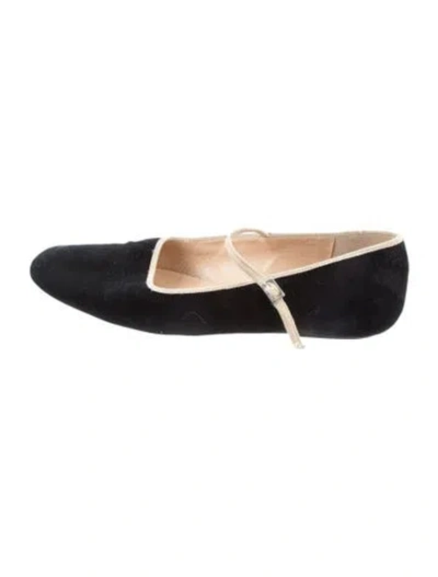 Pre-owned Kate Spade Suede Mary Jane Flats In Black