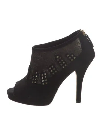 Pre-owned Kate Spade Suede Mesh Accents Pumps In Black