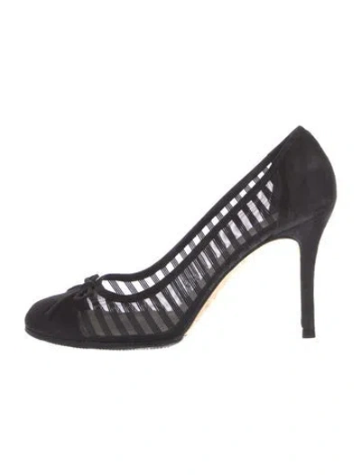 Pre-owned Kate Spade Suede Mesh Accents Pumps In Black
