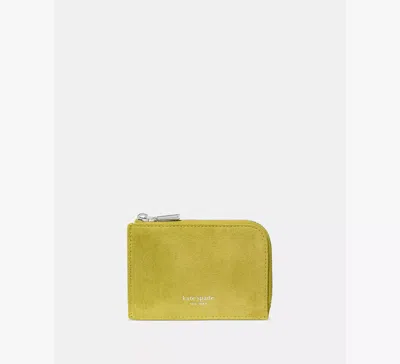 Kate Spade Suede Mini Zip Card Case In Green
