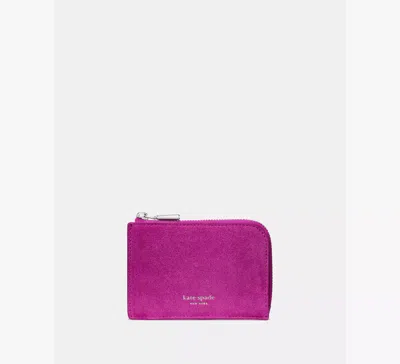 Kate Spade Suede Mini Zip Card Case In Red