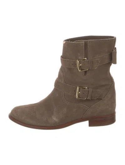 Pre-owned Kate Spade Suede Moto Boots In Brown
