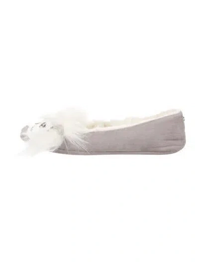 Pre-owned Kate Spade Suede Patterned Ballet Flats In Gray