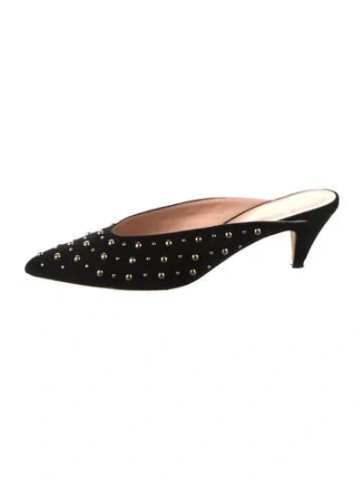 Pre-owned Kate Spade Suede Patterned Mules In Black