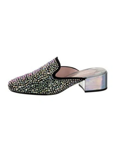 Pre-owned Kate Spade Suede Patterned Mules In Black