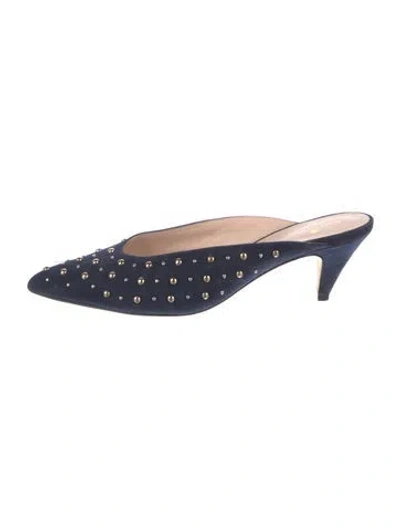 Pre-owned Kate Spade Suede Patterned Mules In Blue
