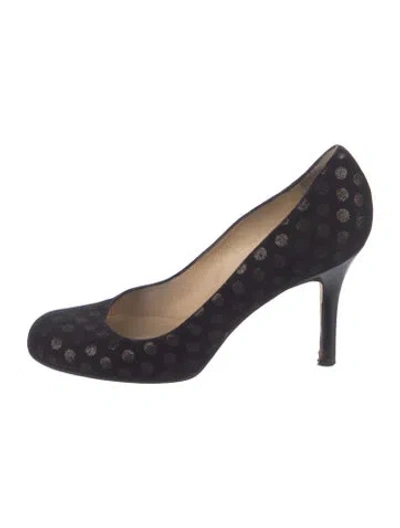 Pre-owned Kate Spade Suede Polka Dot Print Pumps In Blue
