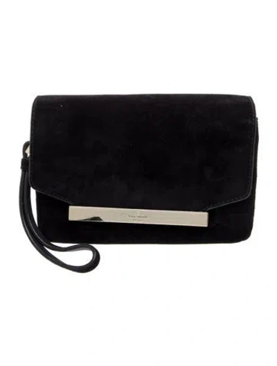 Pre-owned Kate Spade Suede Portfolio In Black