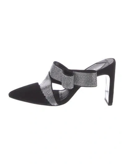 Pre-owned Kate Spade Suede Printed Mules In Black