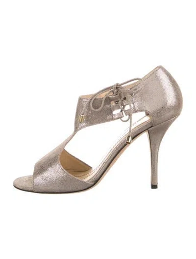 Pre-owned Kate Spade Suede Pumps In Metallic/neutrals/silver
