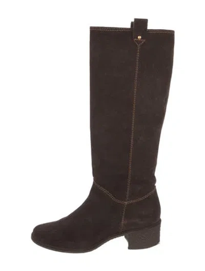 Pre-owned Kate Spade Suede Riding Boots In Brown