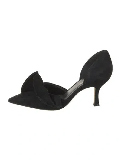 Pre-owned Kate Spade Suede Ruffle Embellishment Pumps In Black